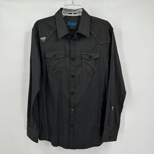 Roar Mens Shirt Size M Western Rocker Embroidered Contrast Stitch Y2K Vibes